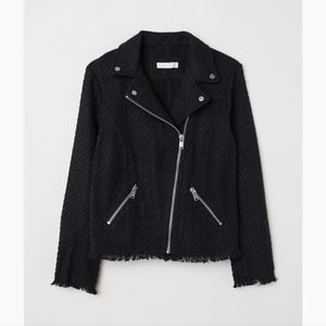H&M Textured Raw Hem Biker Jacket